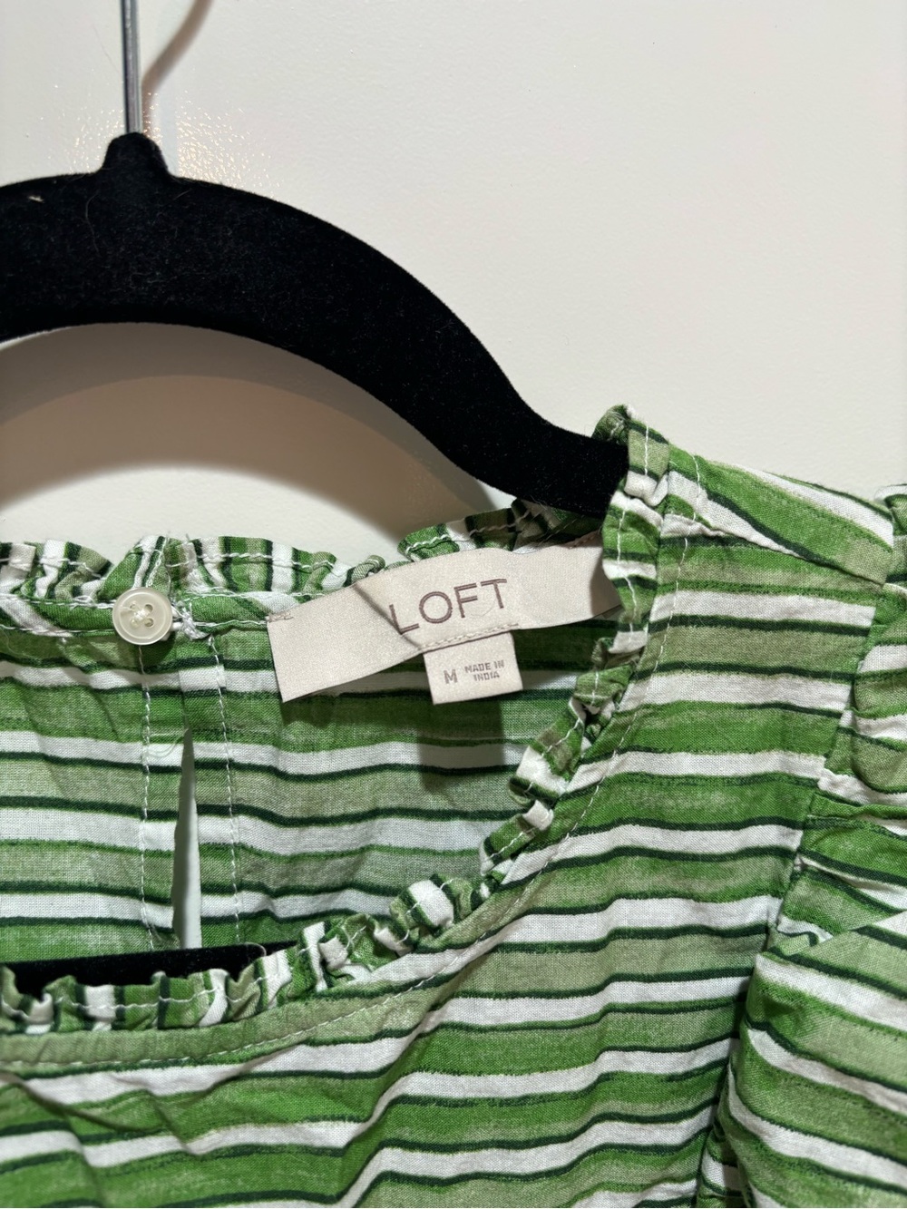 Loft Striped Ruffle Cotton Top - Picture 4 of 5